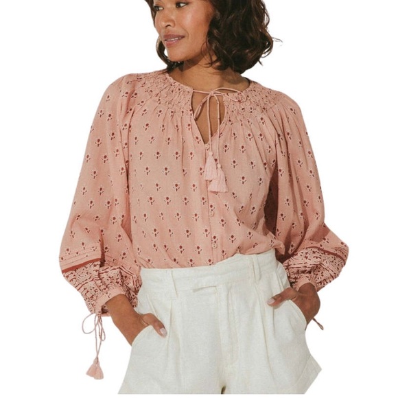 NWOT‎ Cleobella Rue Blouse Petal Pink Size Medium. Boho Peasant Prairie